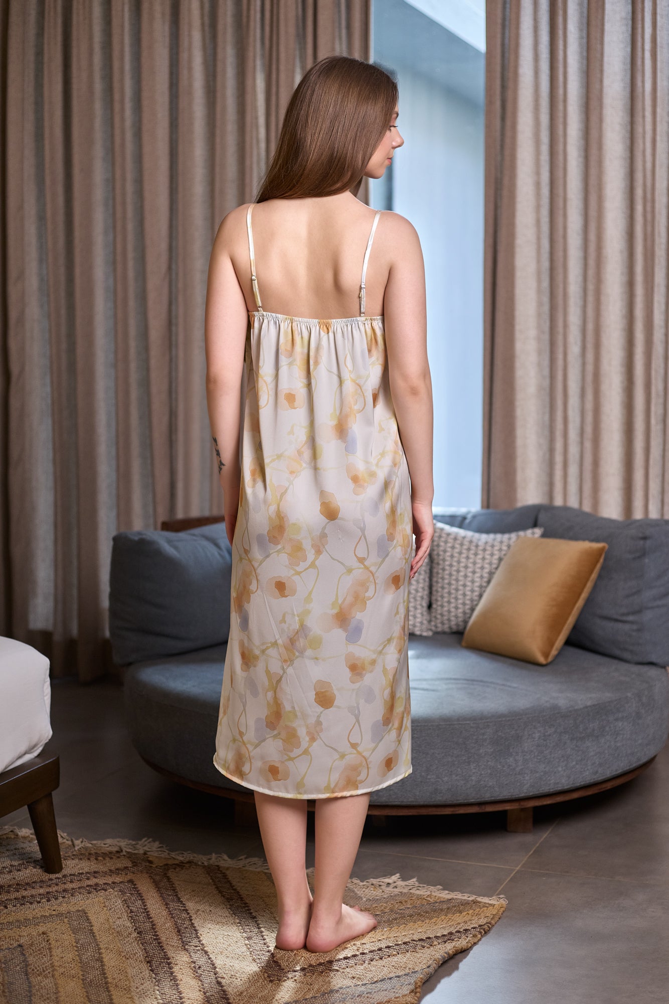 Pastel Floral Satin Slip Dress Nightwear