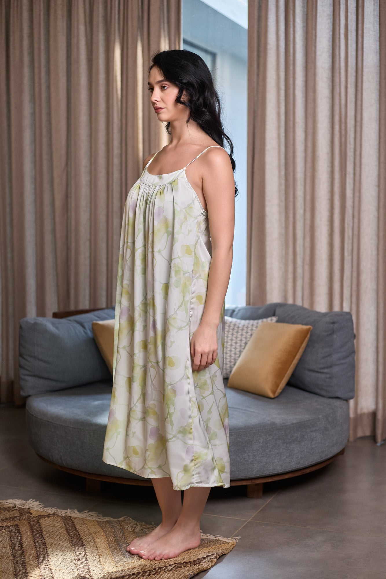 Floral Mist Satin Nightdress