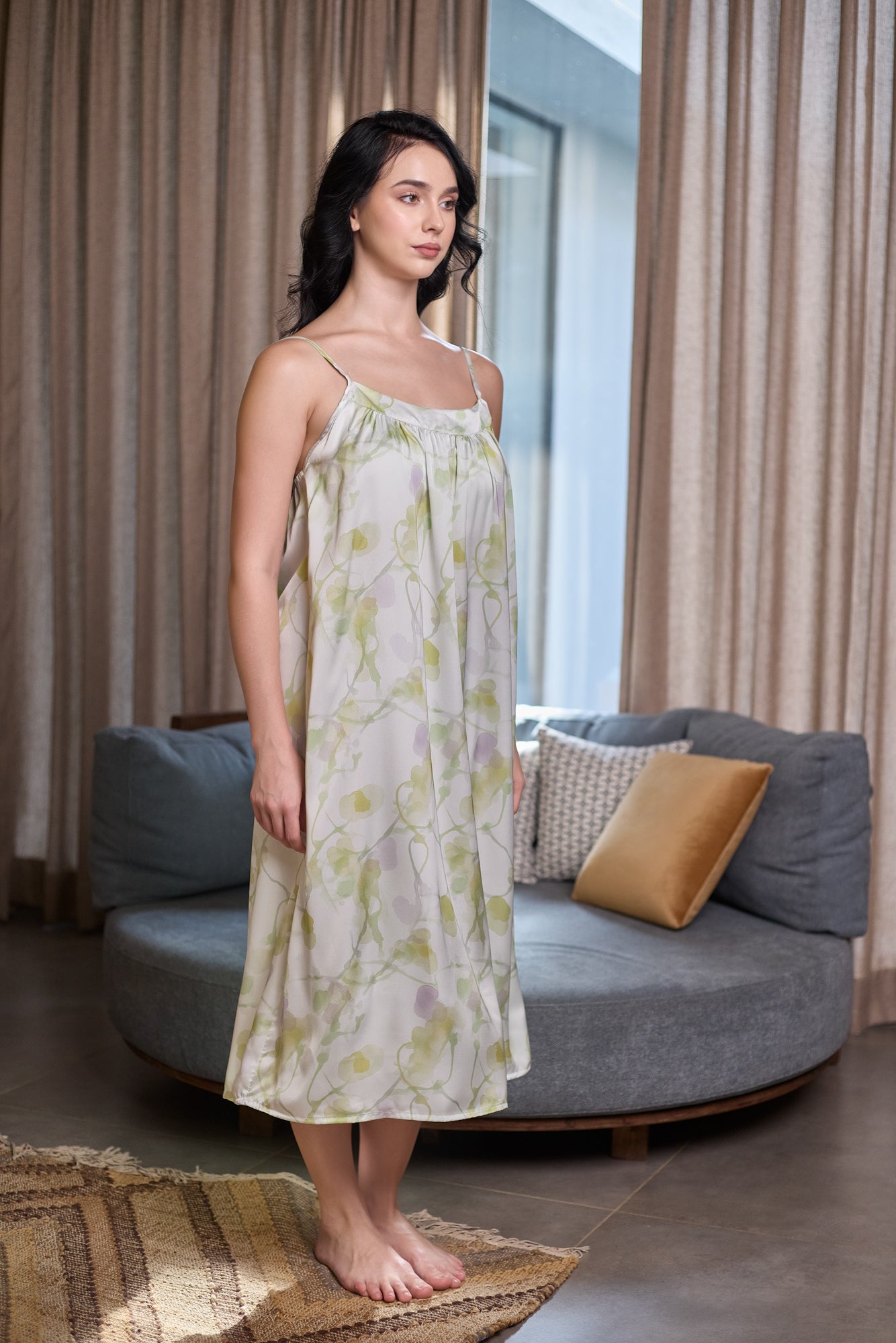 Floral Mist Satin Nightdress