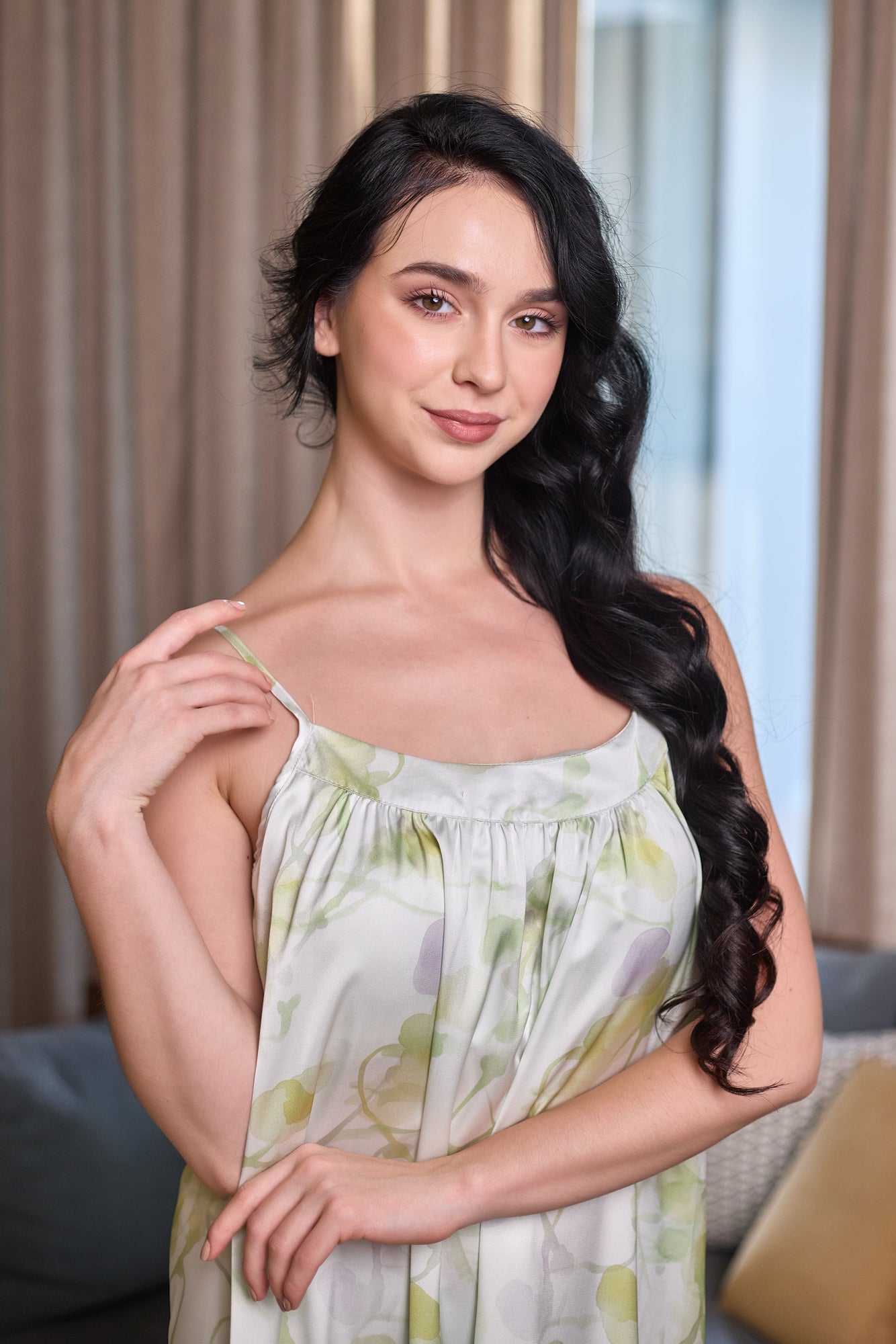 Floral Mist Satin Nightdress